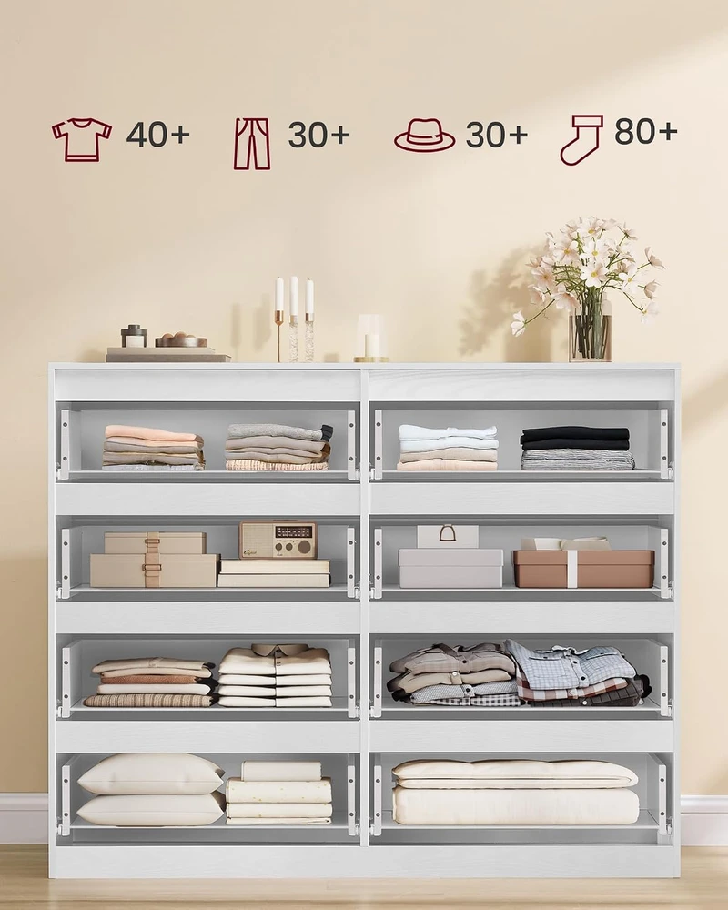 VASAGLE komoda su 8 stalčiais, 119,4 × 40 × 97,5 cm, LTS618WE01