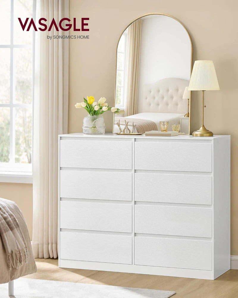VASAGLE komoda su 8 stalčiais, 119,4 × 40 × 97,5 cm, LTS618WE01