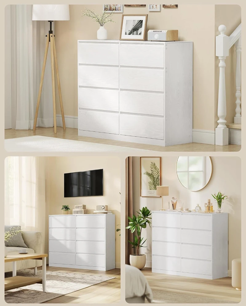 VASAGLE komoda su 8 stalčiais, 119,4 × 40 × 97,5 cm, LTS618WE01