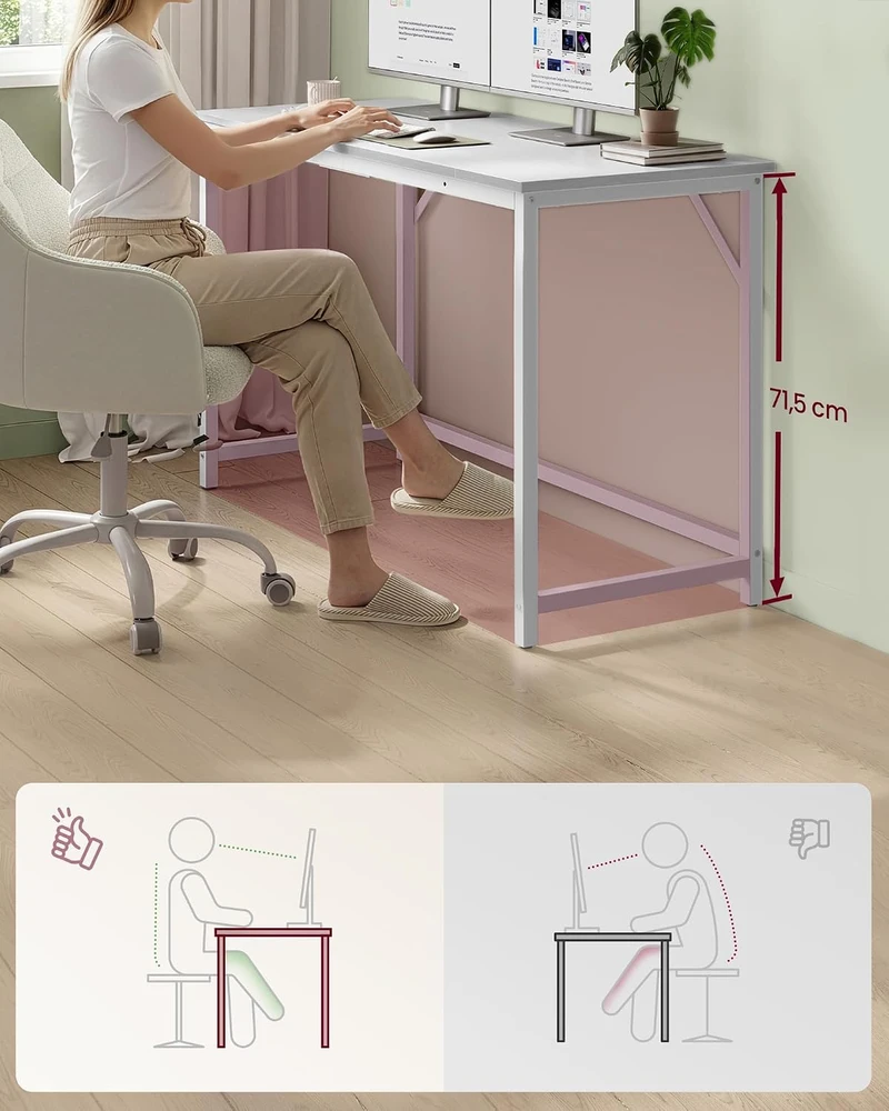 VASAGLE kompiuterinis biuro stalas 120 × 50 × 76 cm su plieniniu rėmu LWD212W101