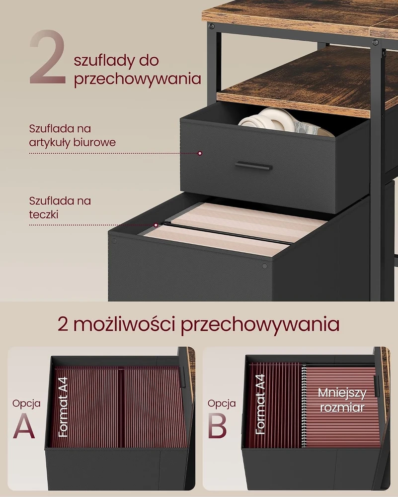 VASAGLE kompiuterinis rašomasis stalas su 3 lentynomis ir 2 stalčiais, 160 x 60 cm, LWD105K01
