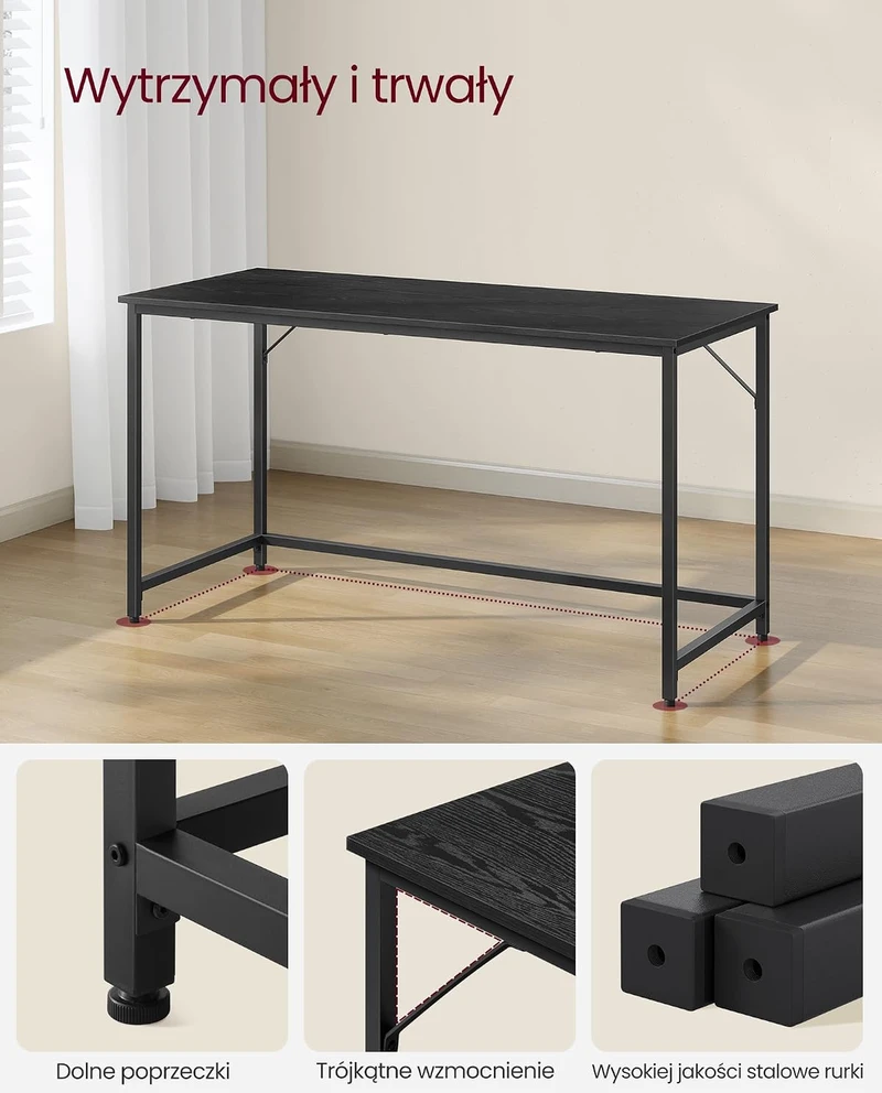 VASAGLE kompiuterinis stalas 135 x 60 x 76 cm, iki 50 kg, LWD043B56