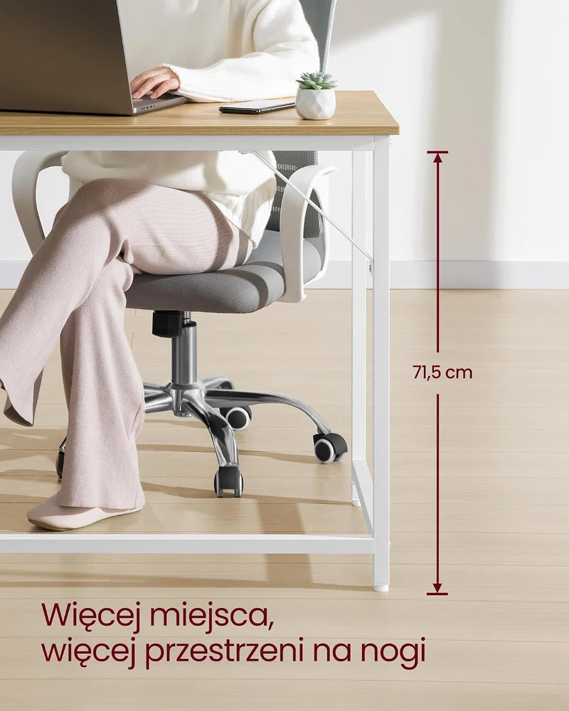 VASAGLE kompiuterinis stalas 80 x 50 x 76 cm su reguliuojamomis kojelėmis LWD038W70
