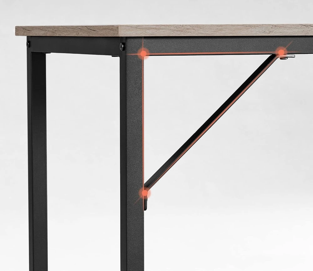 Vasagle Rašomasis stalas su metaliniu rėmu 60 x 120 x 76 cm pilkšvai rausvai rausvai juodos spalvos
