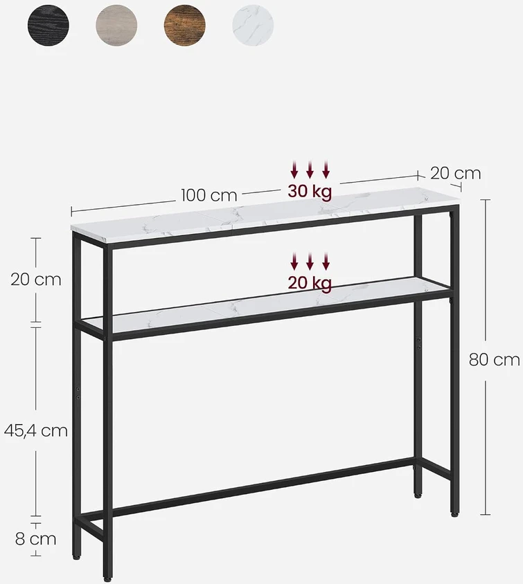 VASAGLE konsolinis staliukas su 2 lentynomis, 100 x 20 x 80,9 cm, LNT131W59