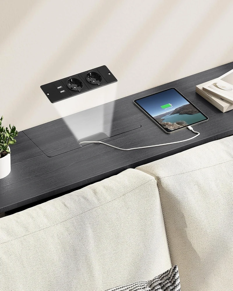 VASAGLE konsolinis staliukas su elektros lizdais ir USB, 120 x 25 x 81 cm, LNT111B01