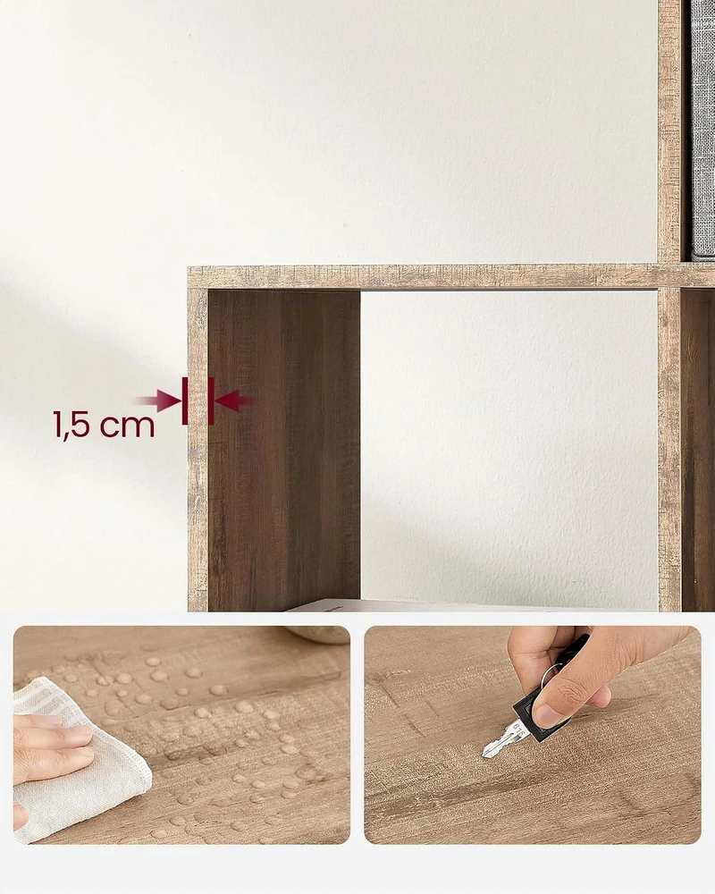 VASAGLE L formos laisvai pastatoma knygų lentyna su 10 skyrių, 129,5 x 129,5 cm, LBC010D