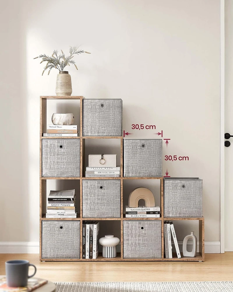 VASAGLE L formos laisvai pastatoma knygų lentyna su 10 skyrių, 129,5 x 129,5 cm, LBC010D