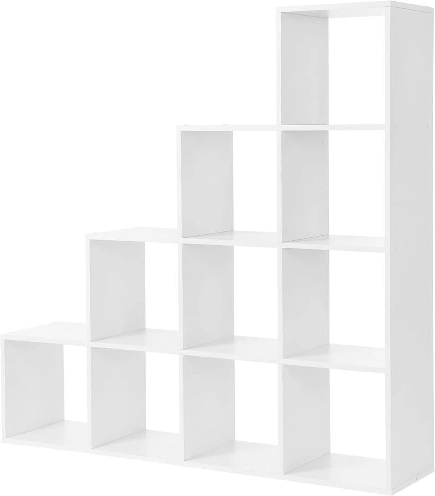 Songmics VASAGLE laisvai pastatoma laiptinė knygų lentyna su 10 skyrių, 129.5 × 129.5 × 29 cm, LBC10WTV1