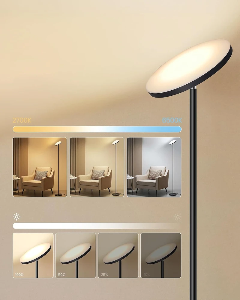 VASAGLE LED pastatomas šviestuvas 30 W su reguliuojama galvute LFL018BD02