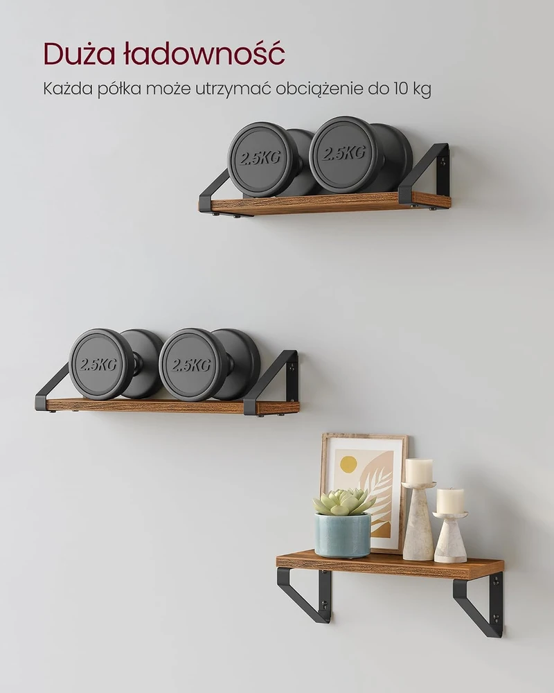 VASAGLE Pakabinama lentyna, 3 vnt.