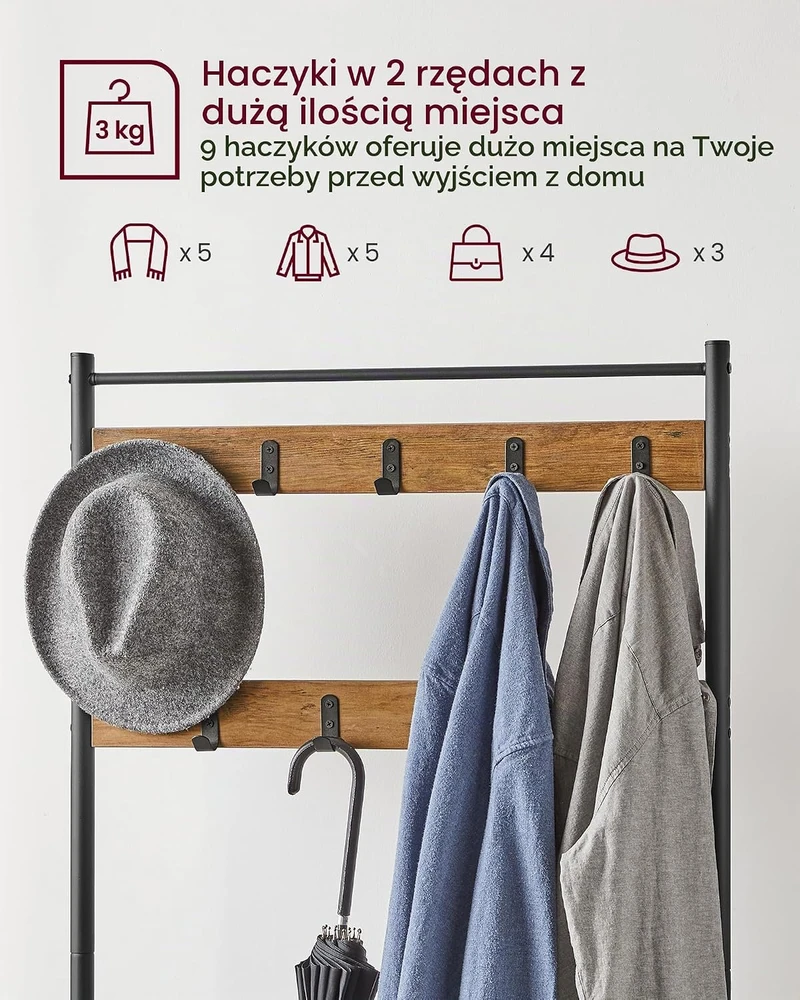 Songmics Drabužių kabykla Vasagle BTS002B01, ruda