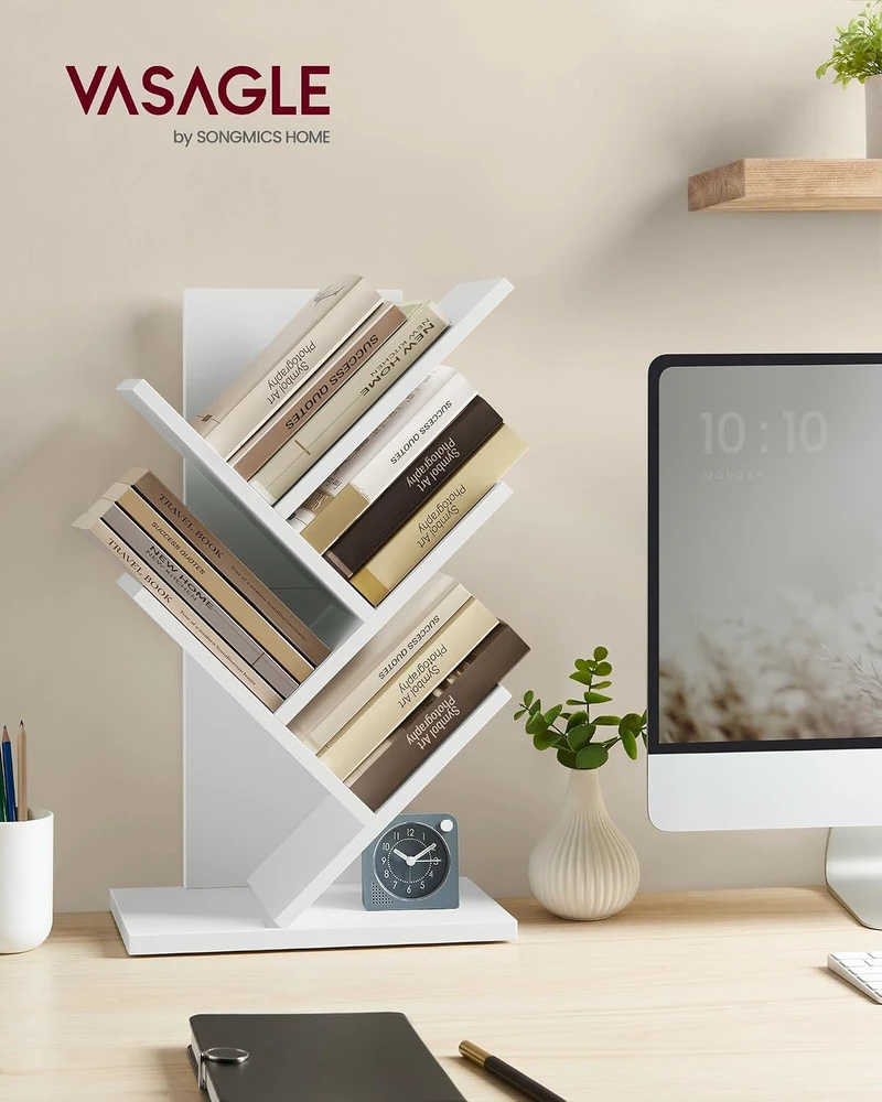 VASAGLE pastatoma kampinė knygų lentyna su 5 lentynomis, 17,2 × 30 × 51 cm, Tree Bookshelf