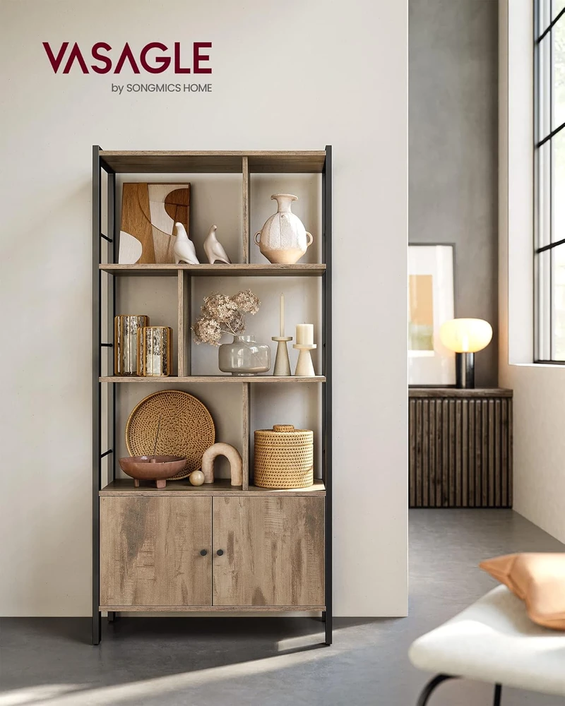 VASAGLE pastatoma lentyna su 4 atviromis lentynomis ir spintele, 74 x 30 x 154.5 cm, 777LBC022B50