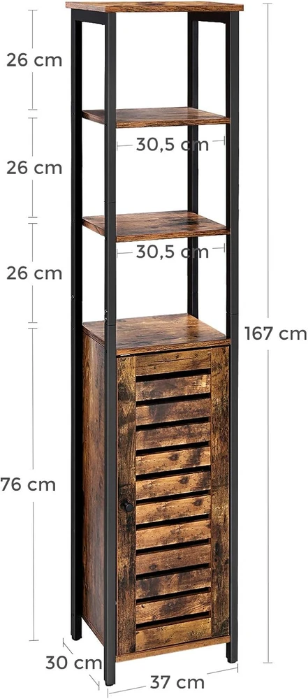VASAGLE pastatoma lentyna su spintele ir 5 lentynomis, 37 x 30 x 167 cm, VSC37BX
