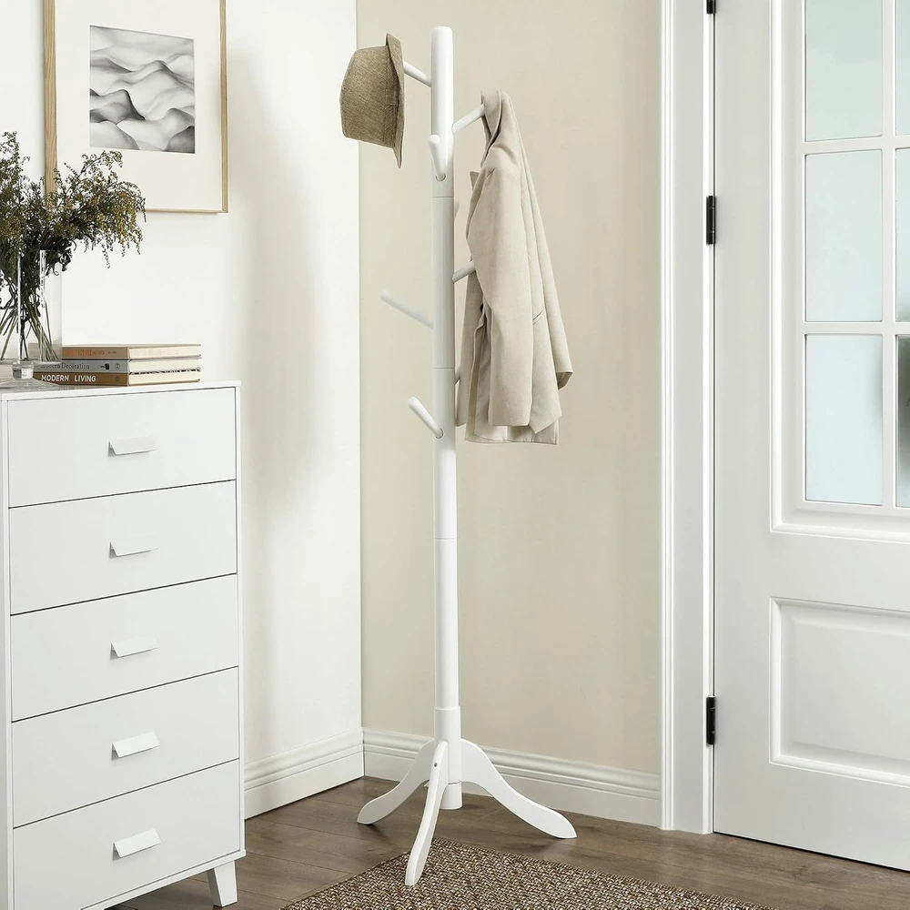 VASAGLE pastatoma medinė drabužių kabykla su 8 kabliais, 175 cm, RCR60WT