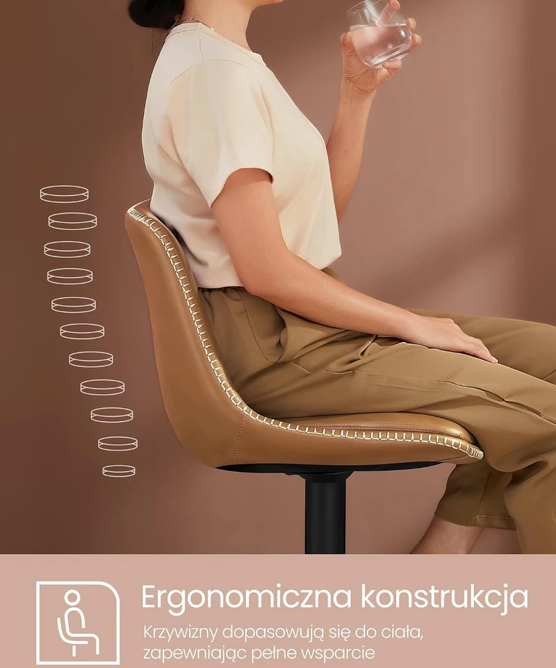 Vasagle 2 baro kėdės su atlošu karamelės rudos spalvos