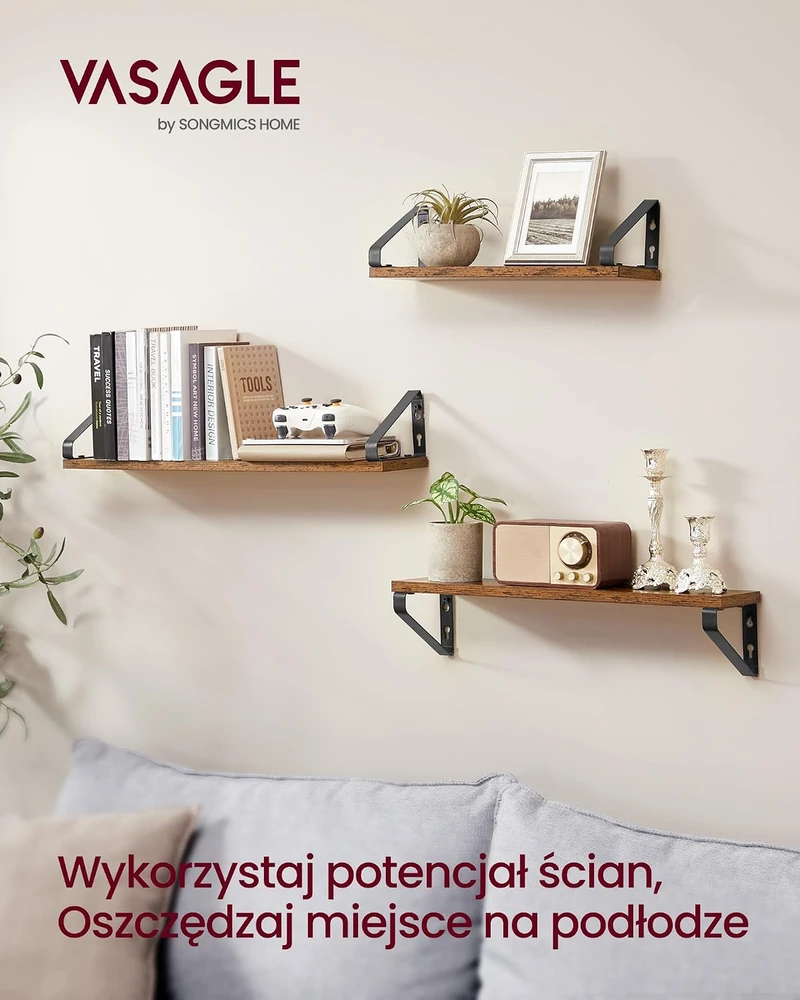 Vasagle Sieninių lentynų rinkinys iš 2 vnt., senovinio rudo atspalvio
