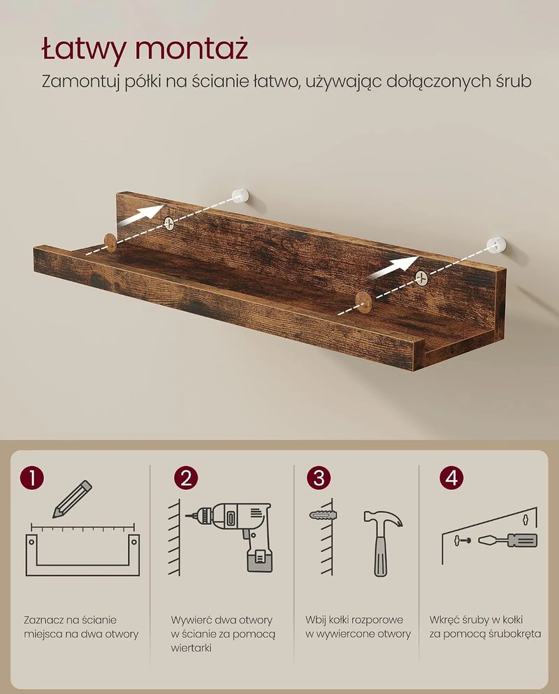 Vasagle Sieninės lentynos, 3 vnt., derliaus rudos spalvos
