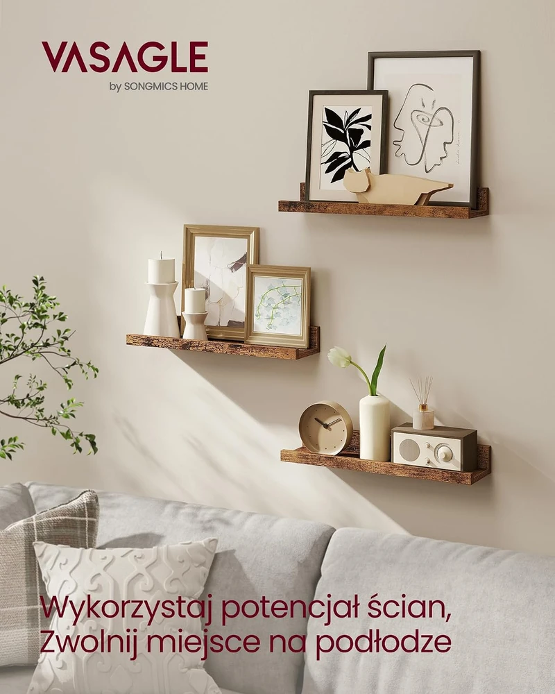 Vasagle Sieninės lentynos, 3 vnt., derliaus rudos spalvos