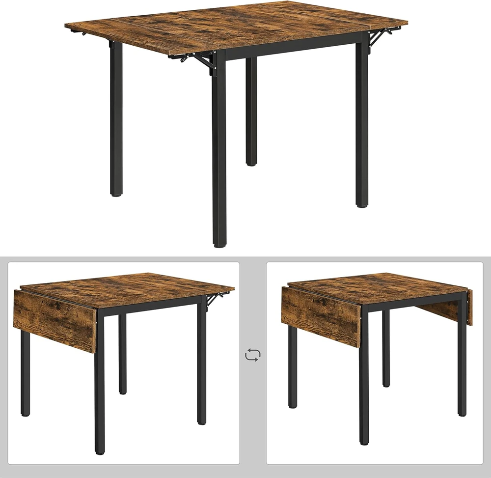 VASAGLE sulankstomas valgomojo stalas 2–4 asmenims, 120 x 78 x 75 cm, KDT077B01