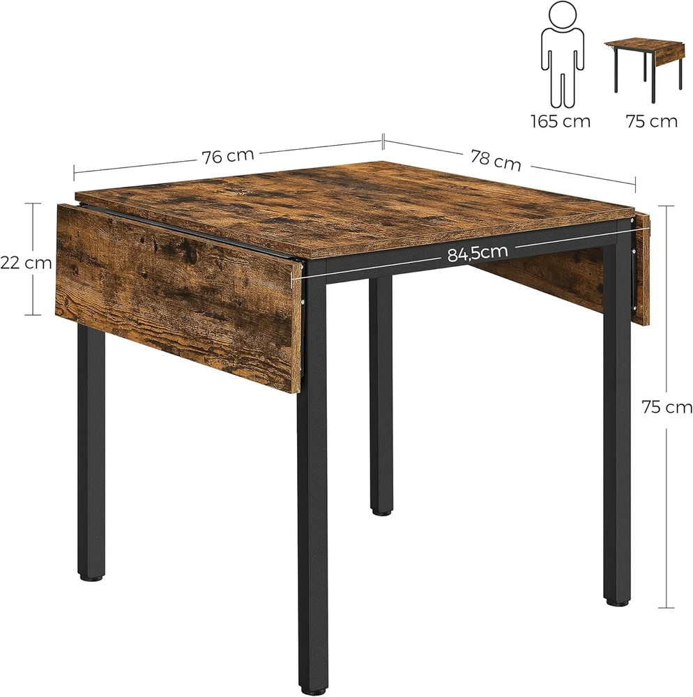 VASAGLE sulankstomas valgomojo stalas 2–4 asmenims, 120 x 78 x 75 cm, KDT077B01