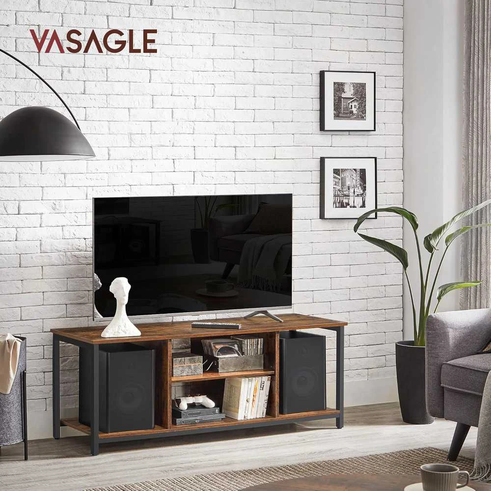 TV staliukas Vasagle TV spintelė su atvirais skyriais 40 x 120 x 50 cm vintažinė ruda-juoda
