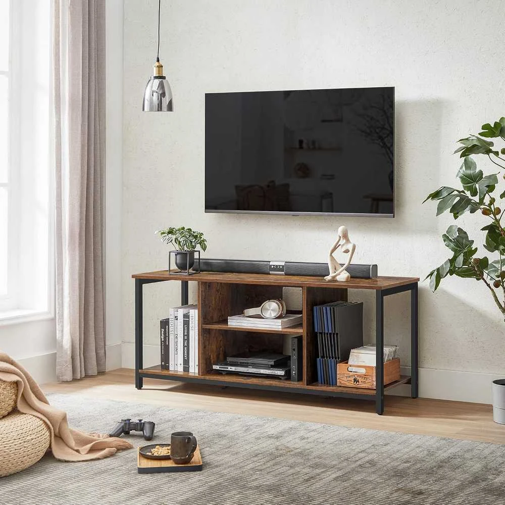 TV staliukas Vasagle TV spintelė su atvirais skyriais 40 x 120 x 50 cm vintažinė ruda-juoda