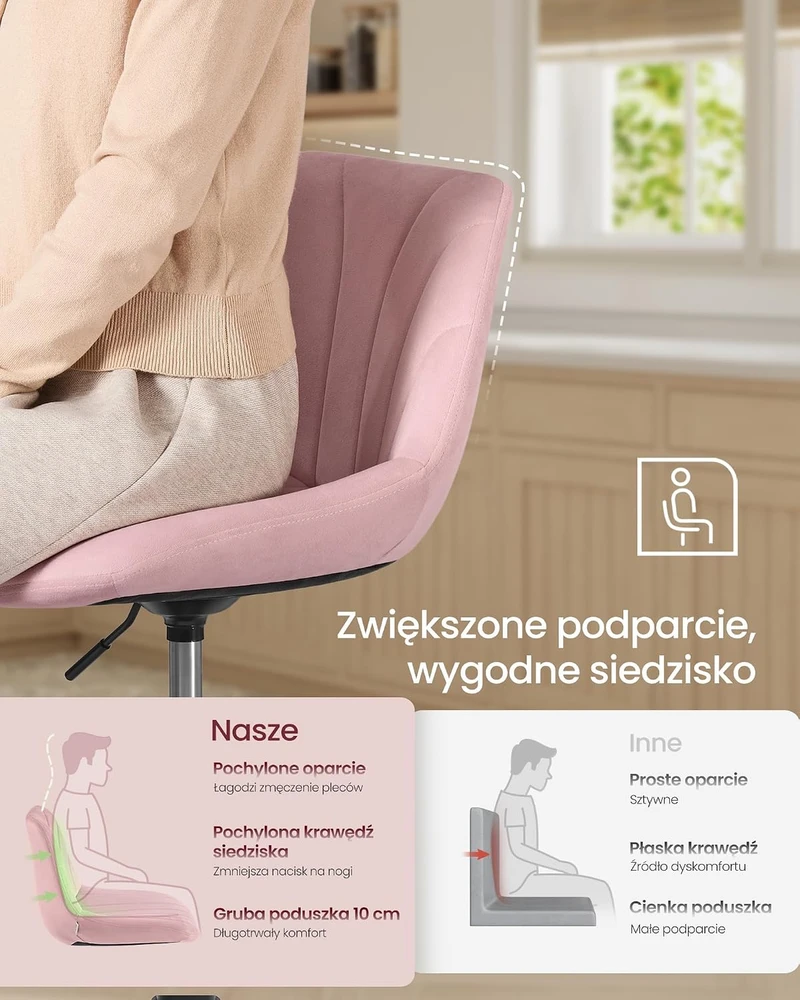 Vasagle Makiažo kėdė pastelinė rožinė