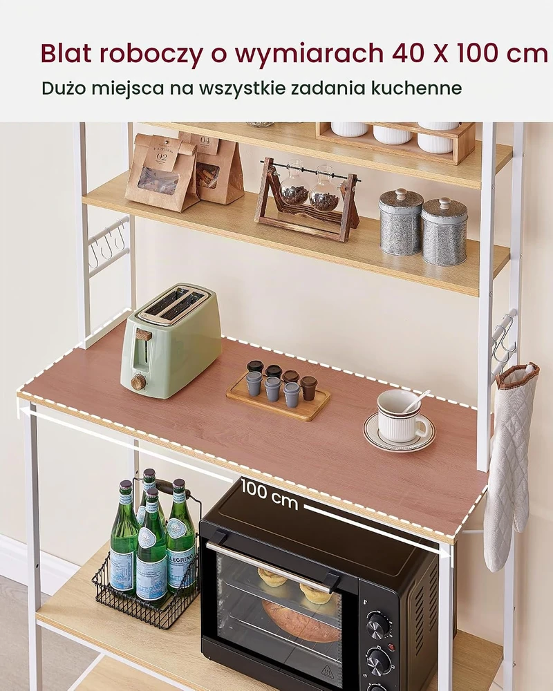 Vasagle Virtuvės lentyna pramoninio dizaino ąžuolo spalvos-baltos