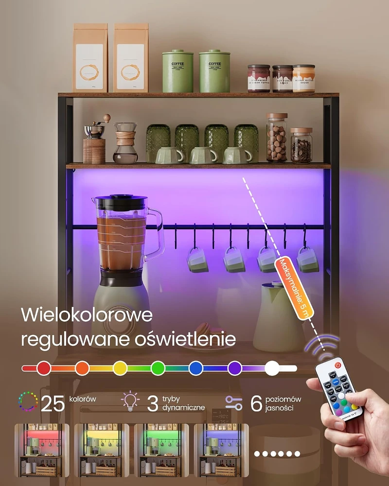 Vasagle Virtuvinė lentyna su LED apšvietimu ir lizdais