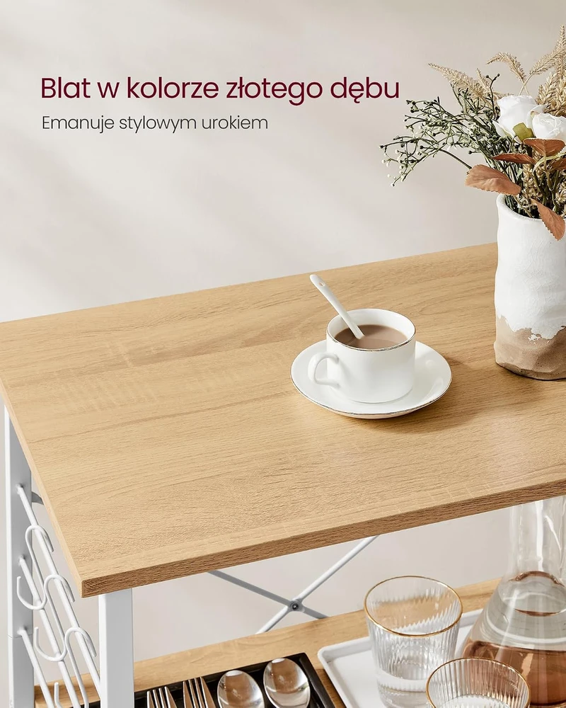 Vasagle 3 lygių virtuvės lentyna ant ratukų