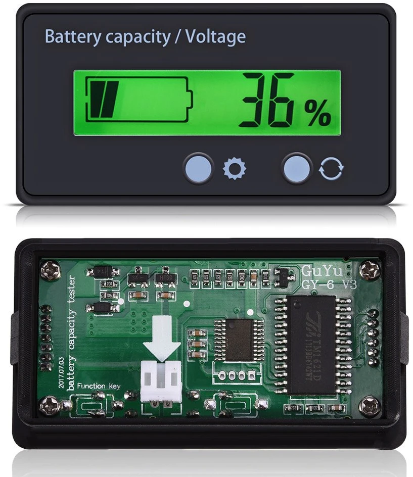 VBESTLIFE akumuliatoriaus įtampos ir talpos matuoklis su LCD ekranu, 6–70 V, 663862396355