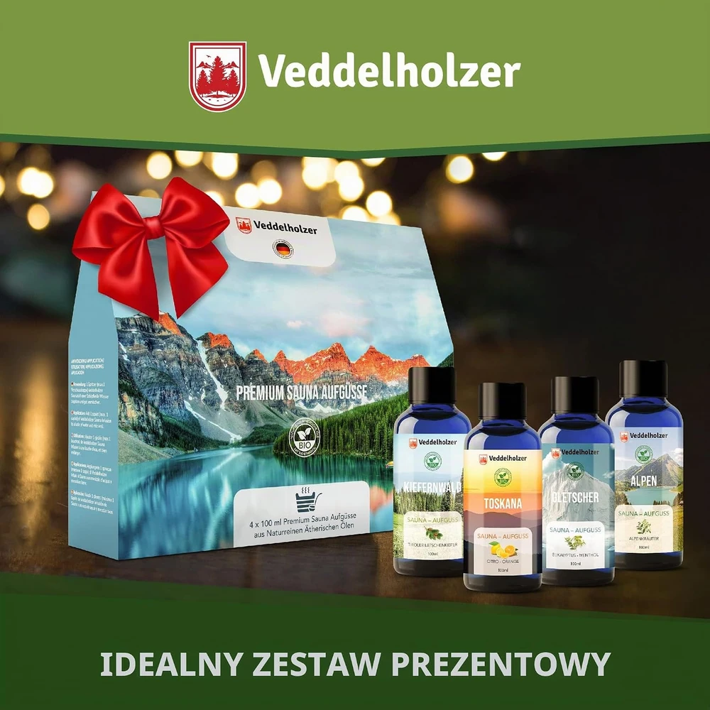 Veddelholzer pirties aromatų rinkinys su natūraliais eteriniais aliejais, 4 × 100 ml