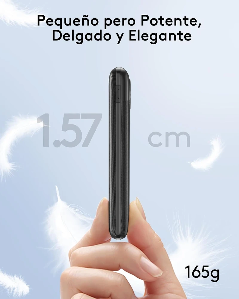VEEKTOMX išorinė baterija 10000 mAh, 22,5 W, su USB-A ir USB-C jungtimis, VT103