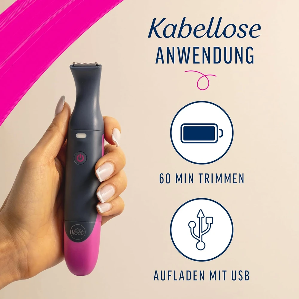 Veet moteriškas elektrinis daugiafunkcis USB įkraunamas trimeris, atsparus vandeniui, Expert