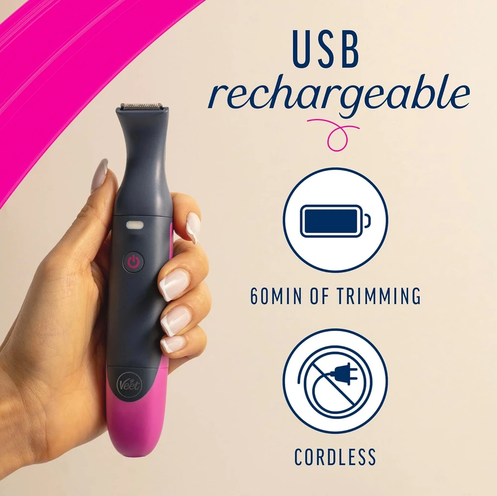 Veet moteriškas elektrinis daugiafunkcis USB įkraunamas trimeris, atsparus vandeniui, Expert