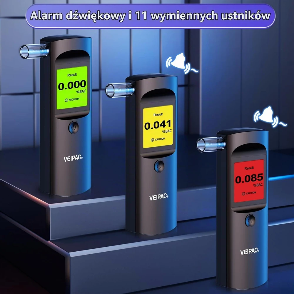 VEIPAO nešiojamas alkotesteris su LCD ekranu ir 11 kandiklių, modelis K68