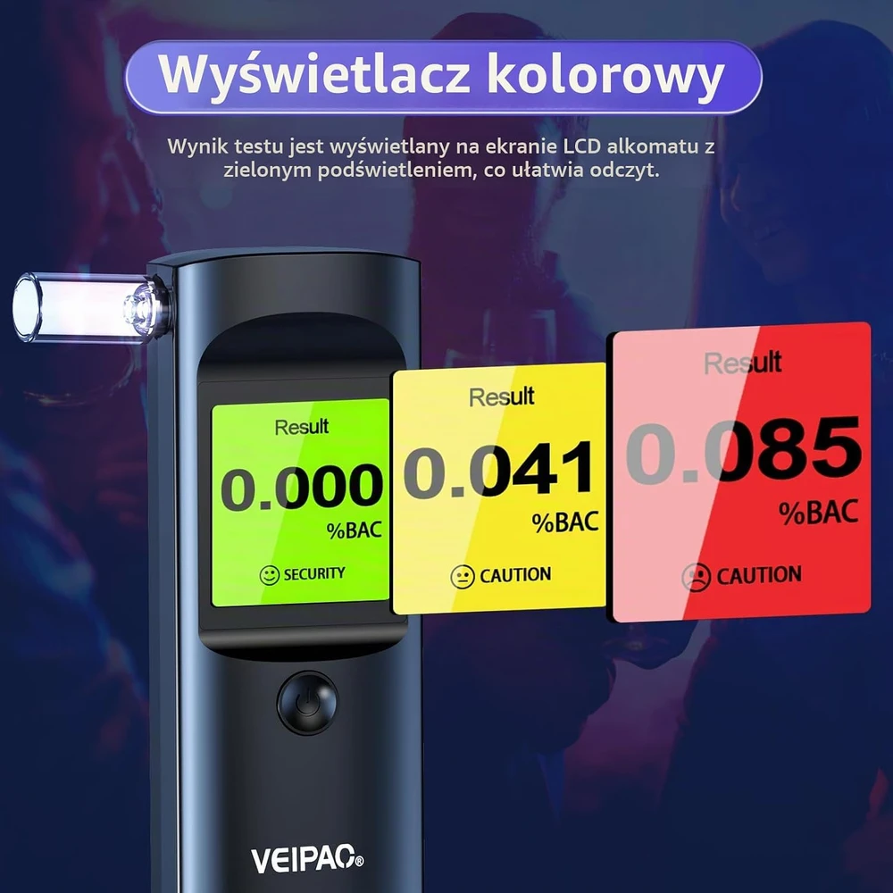 VEIPAO nešiojamas alkotesteris su LCD ekranu ir 11 kandiklių, modelis K68