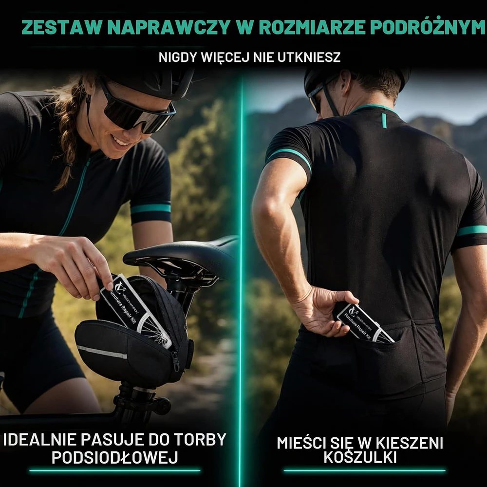 VeloChampion dviračio padangų remonto rinkinys su lipniais lopais ir 3 montavimo svirtimis