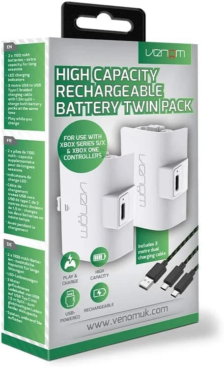 VENOM baterijos XBOX serijos / XBOX One planšetėms (2x1100mAh) + 3 metrų laidas