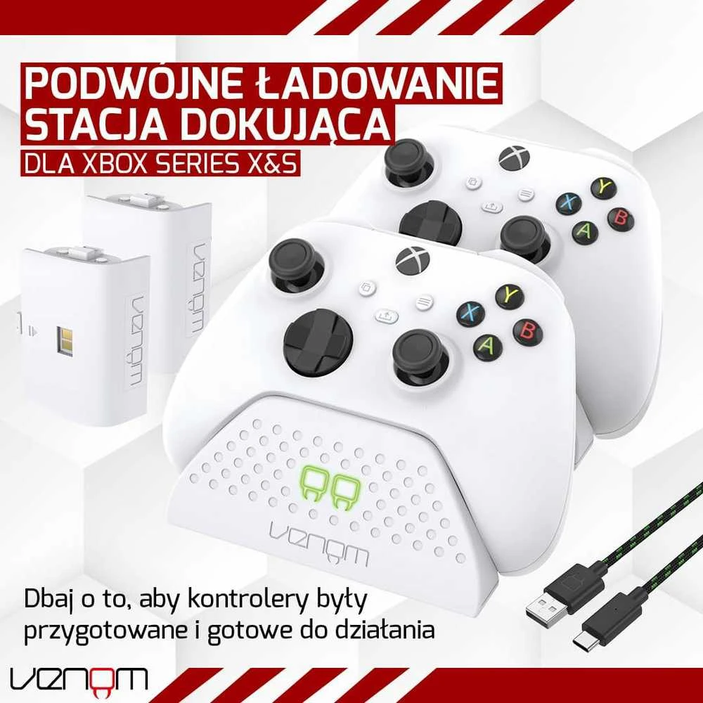 VENOM Doko stotelė do padów XBOX One/XBOX Series balta + 2x akumulator