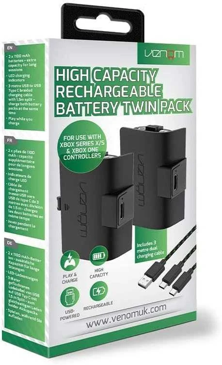 VENOM baterijos XBOX serijos / XBOX One valdikliams (2x1100mAh) + 3 metrų laidas