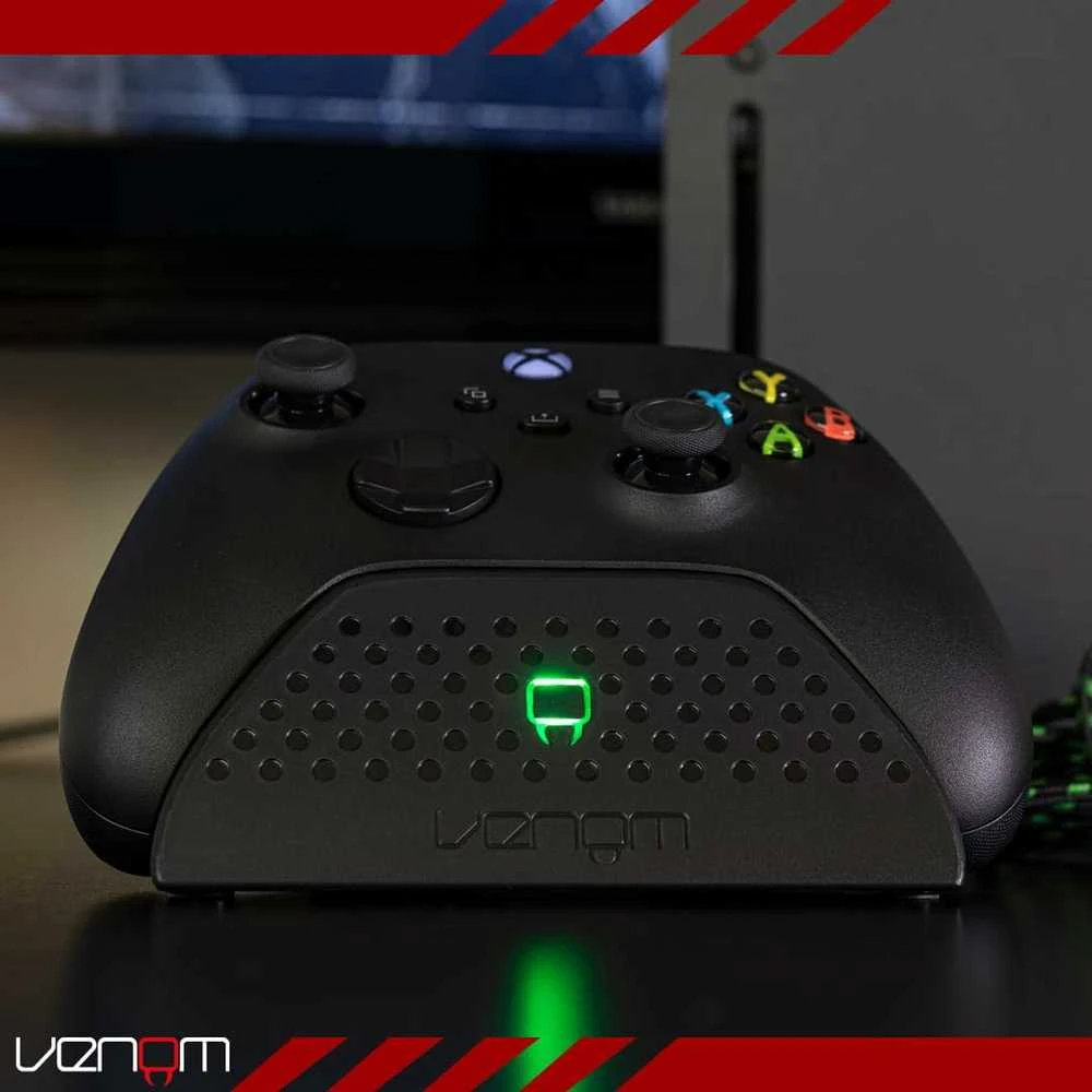 Venom įkrovimo stotelė su įkraunamu akumuliatorių bloku, juoda, skirta XBOX Series X/S