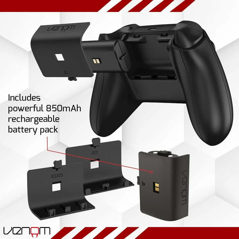 Venom įkrovimo stotelė su įkraunamu akumuliatorių bloku, juoda, skirta XBOX Series X/S