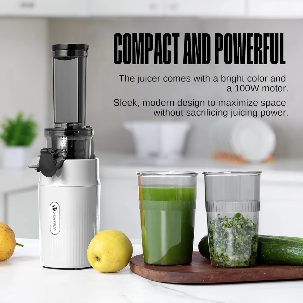 Ventray lėtaeigė sulčiaspaudė 60 aps./min, 130 W, su dviem filtrais, 400 ml talpa, GINNIE