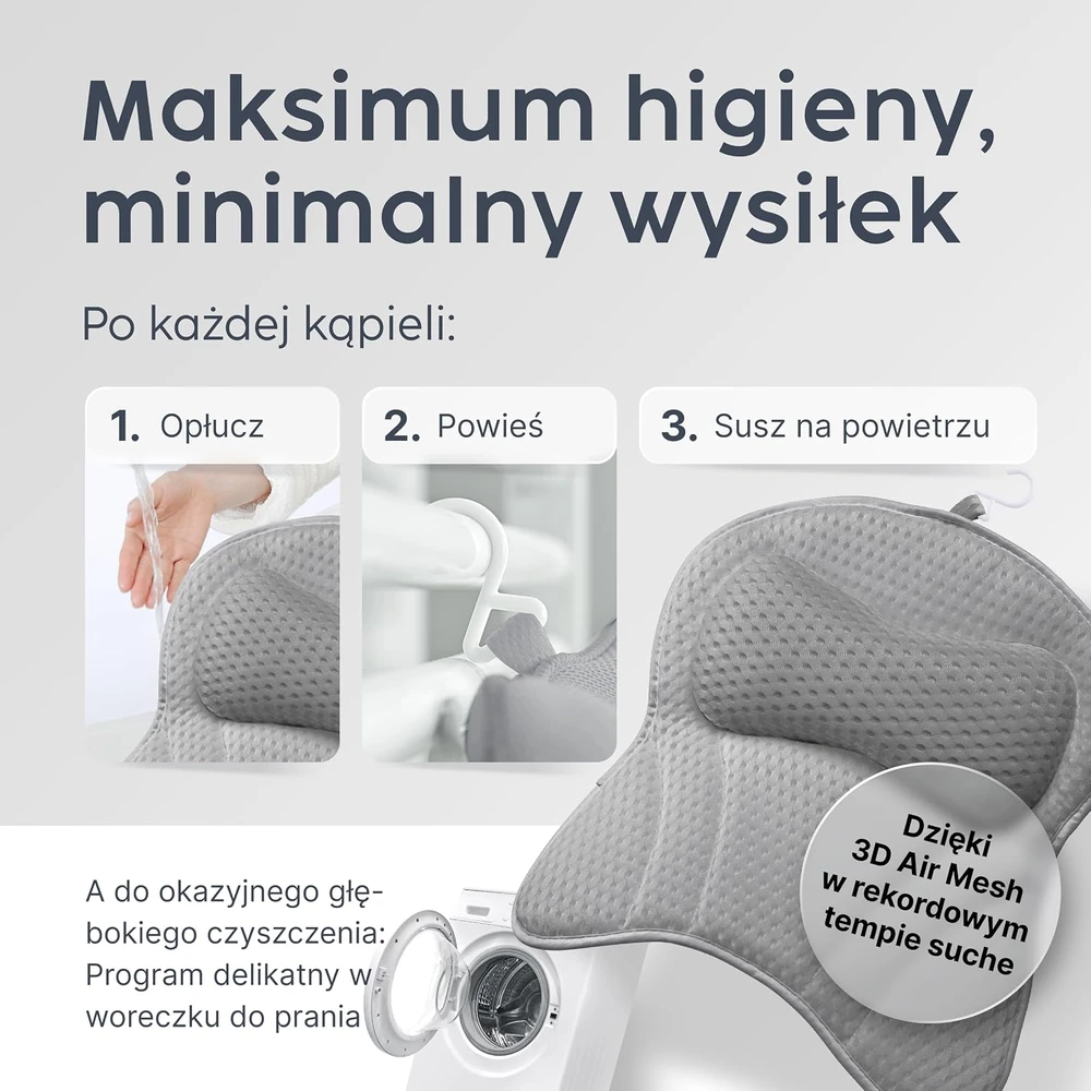 Vesta+ vonios pagalvė XXL 41 × 41 cm su 6 siurbtukais ir 8 cm galvos atrama BK-L-G