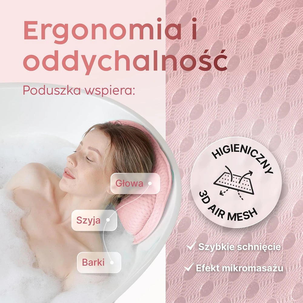 Vesta+ vonios pagalvė XXL su 6 siurbtukais ir 8 cm galvos atrama BK-L