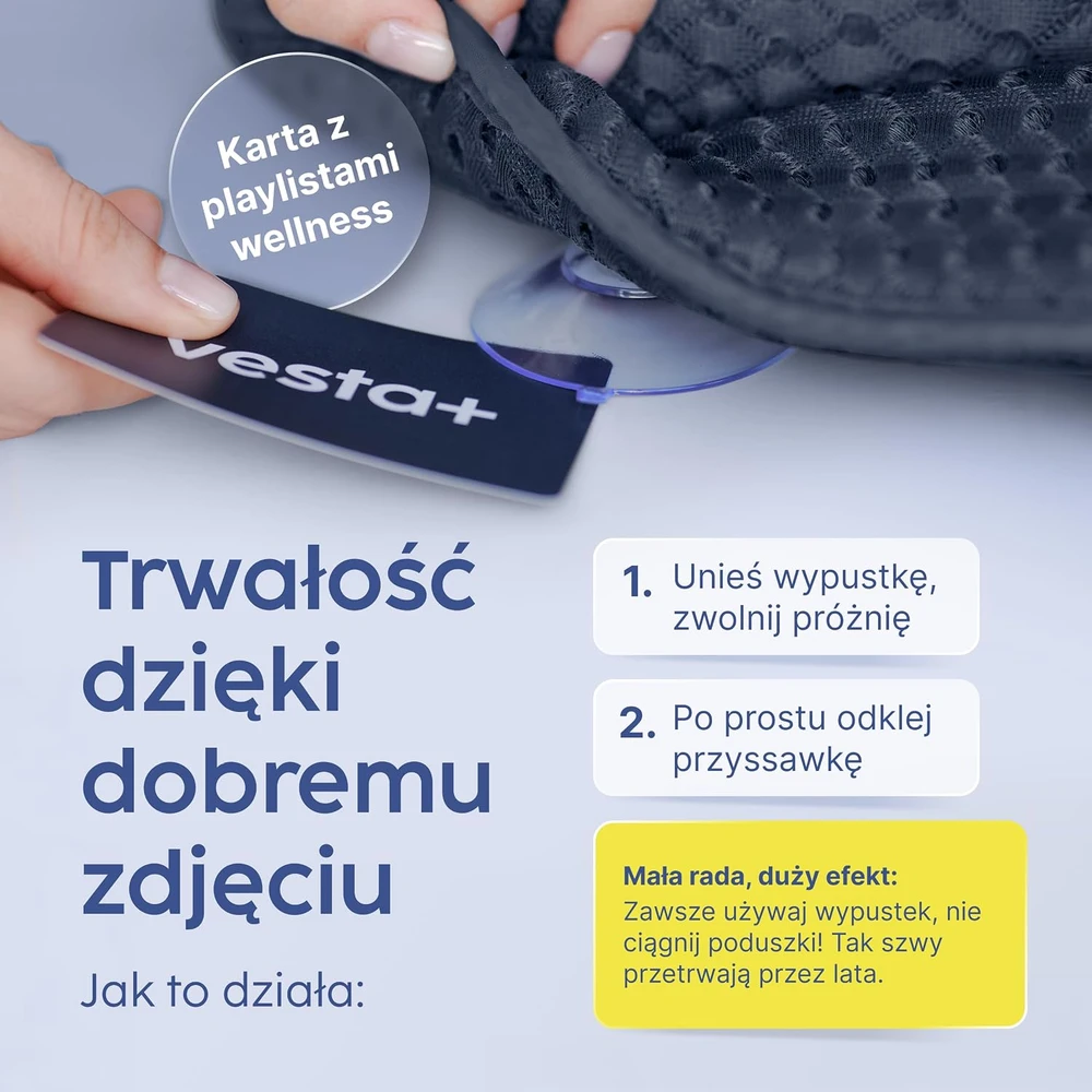 Vesta+ vonios pagalvė XXL su 6 siurbtukais ir 8 cm galvos atrama BK-L-DB