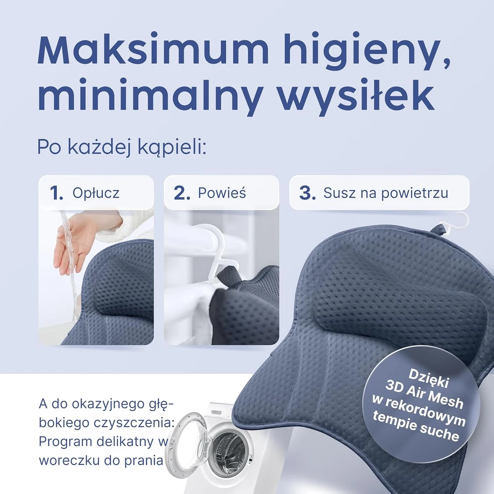 Vesta+ vonios pagalvė XXL su 6 siurbtukais ir 8 cm galvos atrama BK-L-DB